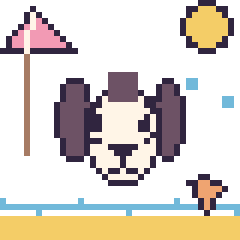 Pixel art Zèbre à la plage, grille 40 × 40