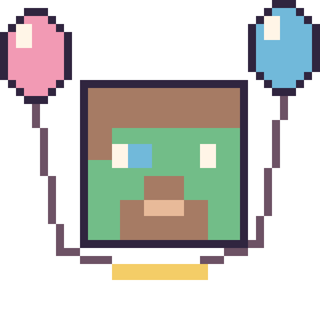 Modèle de pixel art Zombie Minecraft avec des ballons sur une grille de 40 par 40 cases