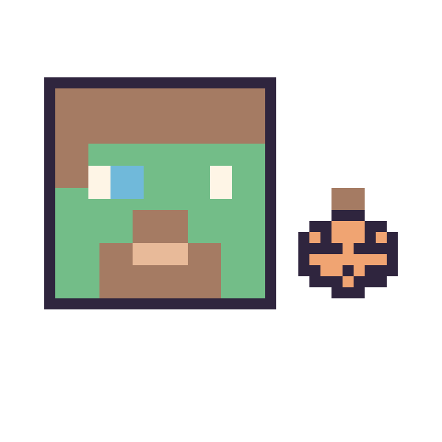 Modèle de pixel art Zombie Minecraft et Citrouille d'Halloween simple 10 × 10 sur une grille de 40 par 40 cases