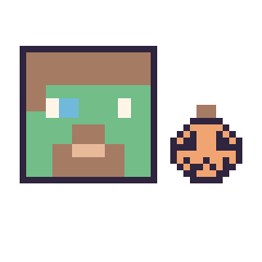 Pixel art Zombie Minecraft et Citrouille d'Halloween simple 12 × 12, grille 40 × 40