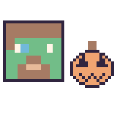 Pixel art Zombie Minecraft et Citrouille d'Halloween simple 16 × 16, grille 40 × 40