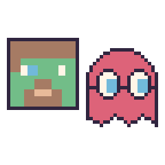 Pixel art Zombie Minecraft et Fantôme Pac-Man, grille 48 × 48