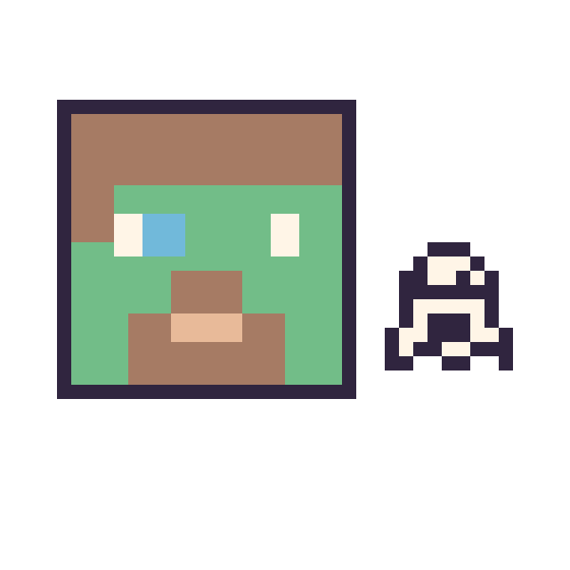 Modèle de pixel art Zombie Minecraft et Fantôme simple 10 × 10 sur une grille de 40 par 40 cases