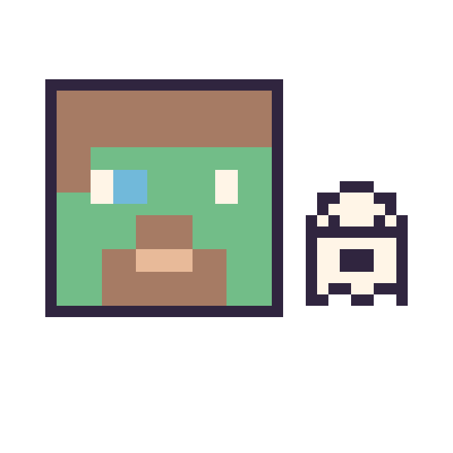 Modèle de pixel art Zombie Minecraft et Fantôme simple 12 × 12 sur une grille de 40 par 40 cases