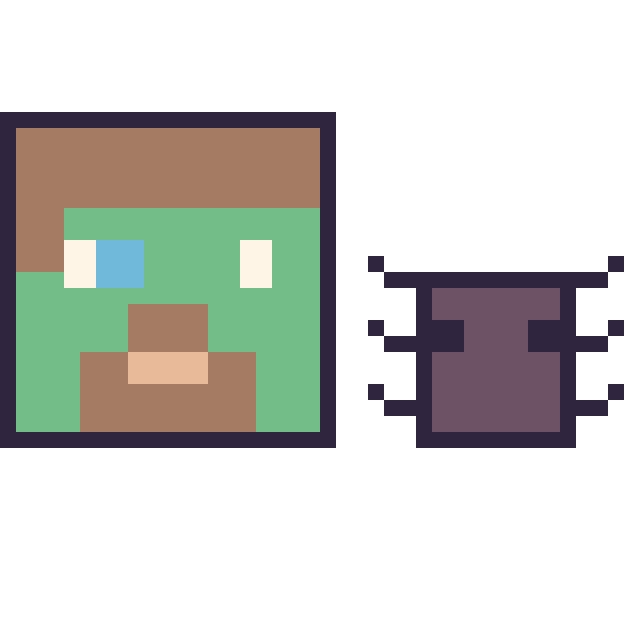 Modèle de pixel art Zombie Minecraft et Araignée Minecraft 16 × 16 sur une grille de 40 par 40 cases