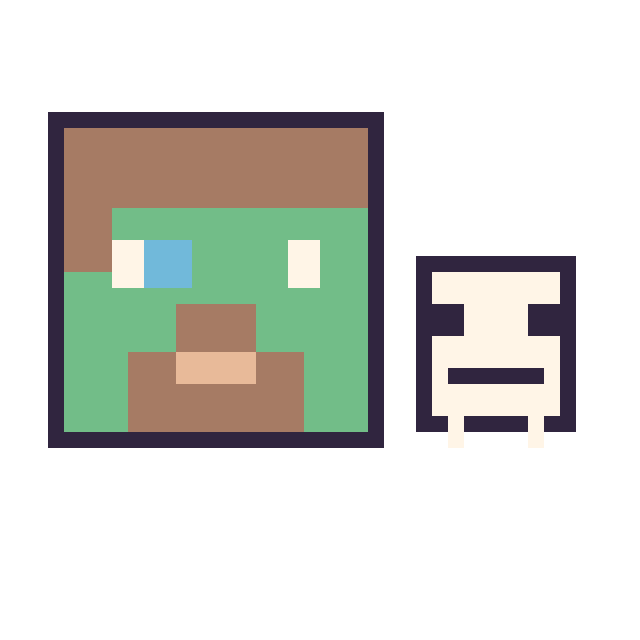 Modèle de pixel art Zombie Minecraft et Squelette Minecraft 16 × 16 sur une grille de 40 par 40 cases