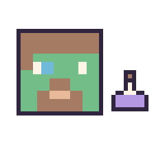 Pixel art Zombie Minecraft et Potion simple 10 × 10, grille 40 × 40