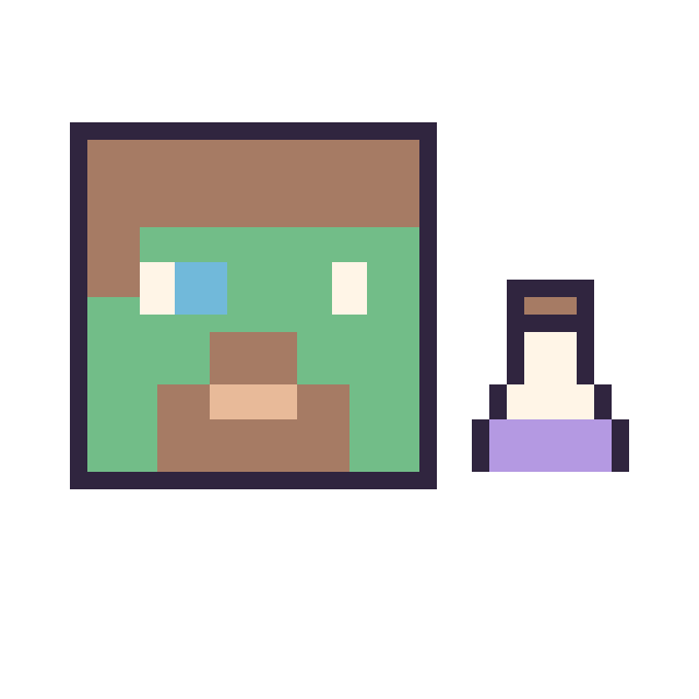 Modèle de pixel art Zombie Minecraft et Potion simple 12 × 12 sur une grille de 40 par 40 cases