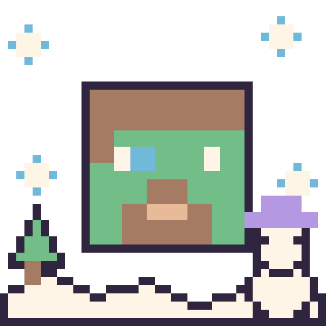 Modèle de pixel art Zombie Minecraft en hiver sur une grille de 40 par 40 cases