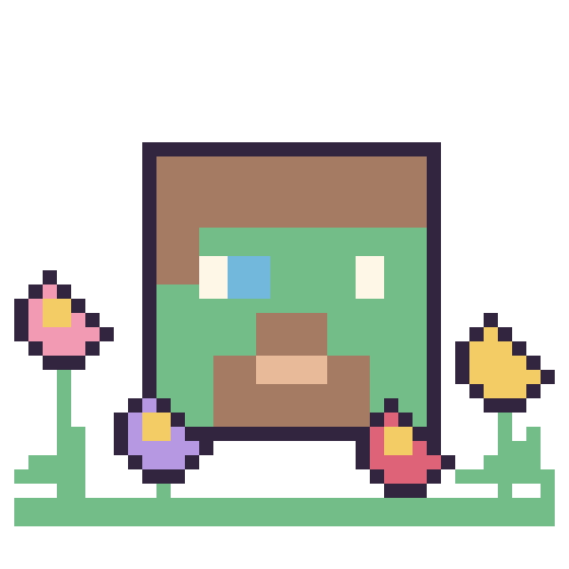 Modèle de pixel art Zombie Minecraft dans le jardin sur une grille de 40 par 40 cases