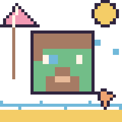 Pixel art Zombie Minecraft à la plage, grille 40 × 40