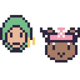 Pixel art Zoro mini et Chopper mini, grille 32 × 32