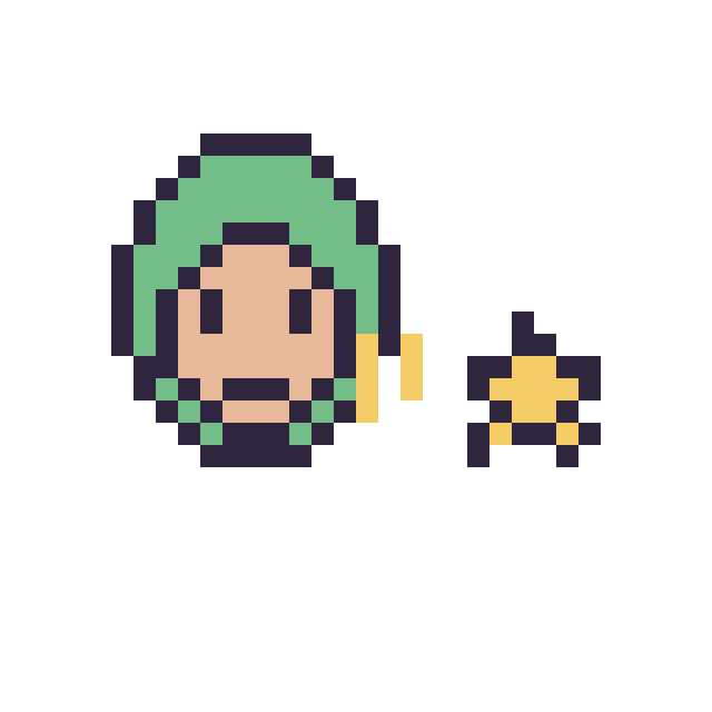 Modèle de pixel art Zoro mini et Étoile mini sur une grille de 32 par 32 cases