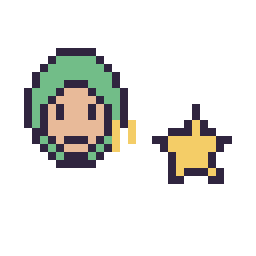 Pixel art Zoro mini et Étoile simple 10 × 10, grille 32 × 32