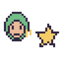 Pixel art Zoro mini et Étoile simple 12 × 12, grille 32 × 32