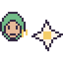 Pixel art Zoro mini et Etoile nether Minecraft 16 × 16, grille 32 × 32