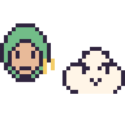 Pixel art Zoro mini et Nuage kawaii 16 × 16, grille 32 × 32