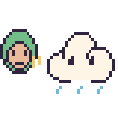 Pixel art Zoro mini et Nuage de pluie, grille 40 × 40