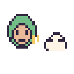 Pixel art Zoro mini et Nuage simple 10 × 10, grille 32 × 32