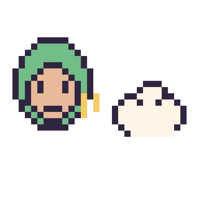 Modèle de pixel art Zoro mini et Nuage simple 12 × 12 sur une grille de 32 par 32 cases