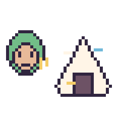 Pixel art Zoro mini et Onigiri décoré, grille 40 × 40