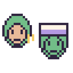 Pixel art Zoro mini et Piccolo mini, grille 32 × 32