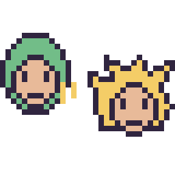 Pixel art Zoro mini et Goku Super Saiyan mini, grille 32 × 32