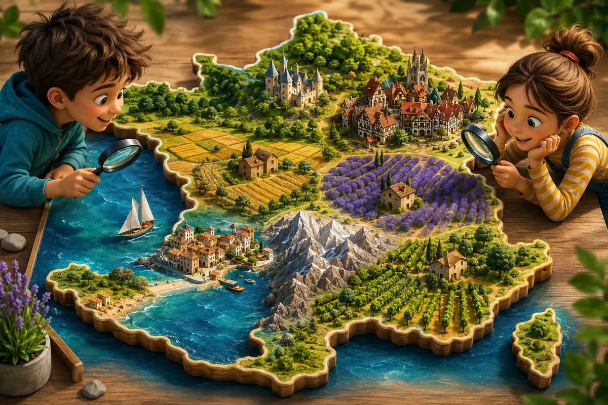 Quiz Régions de France 8-10 ans : 20 questions avec réponses