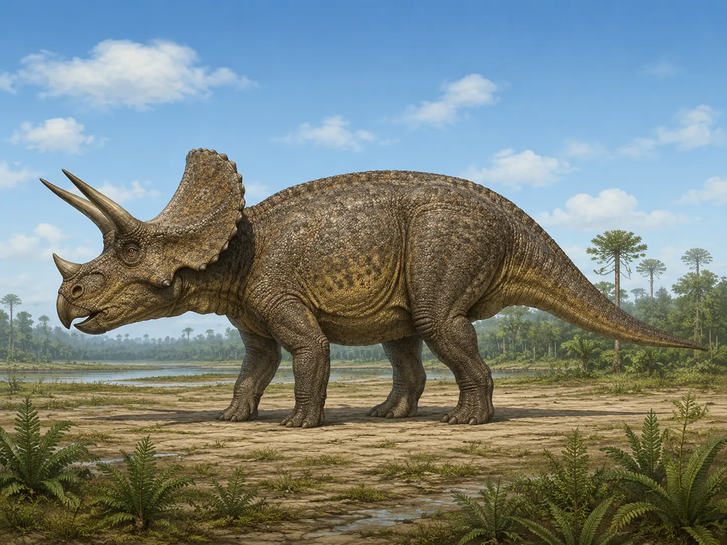 Illustration pour la question : Quel dinosaure est célèbre pour ses trois cornes ?