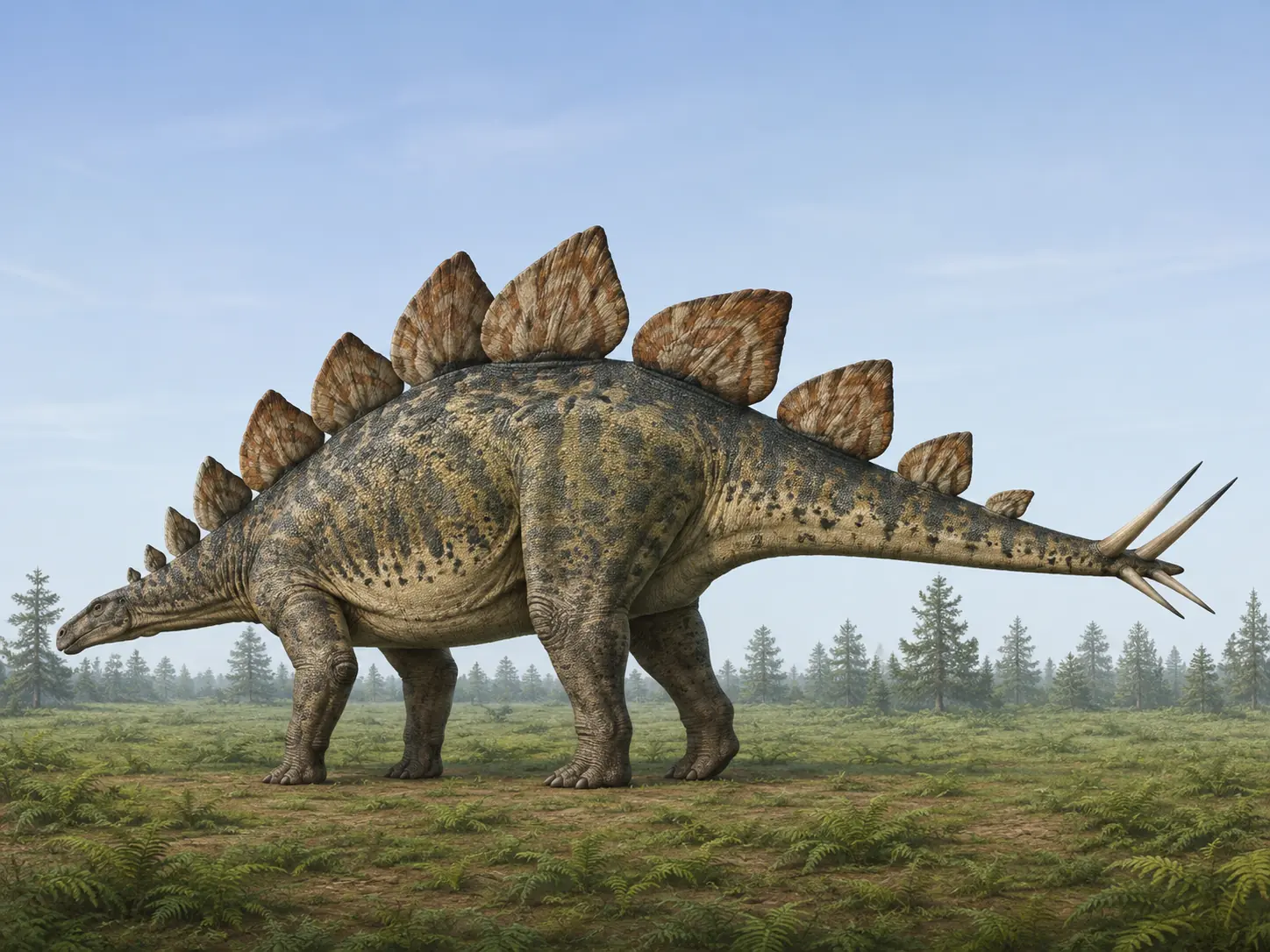 Illustration pour la question : Quel dinosaure avait de grandes plaques le long du dos ?