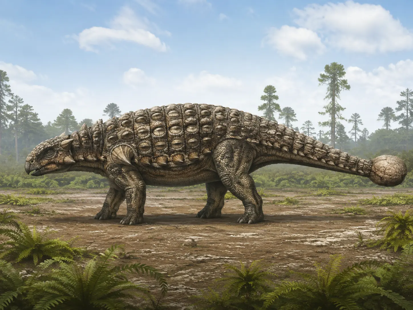 Illustration pour la question : Quel dinosaure était protégé par une armure et une massue au bout de la queue ?