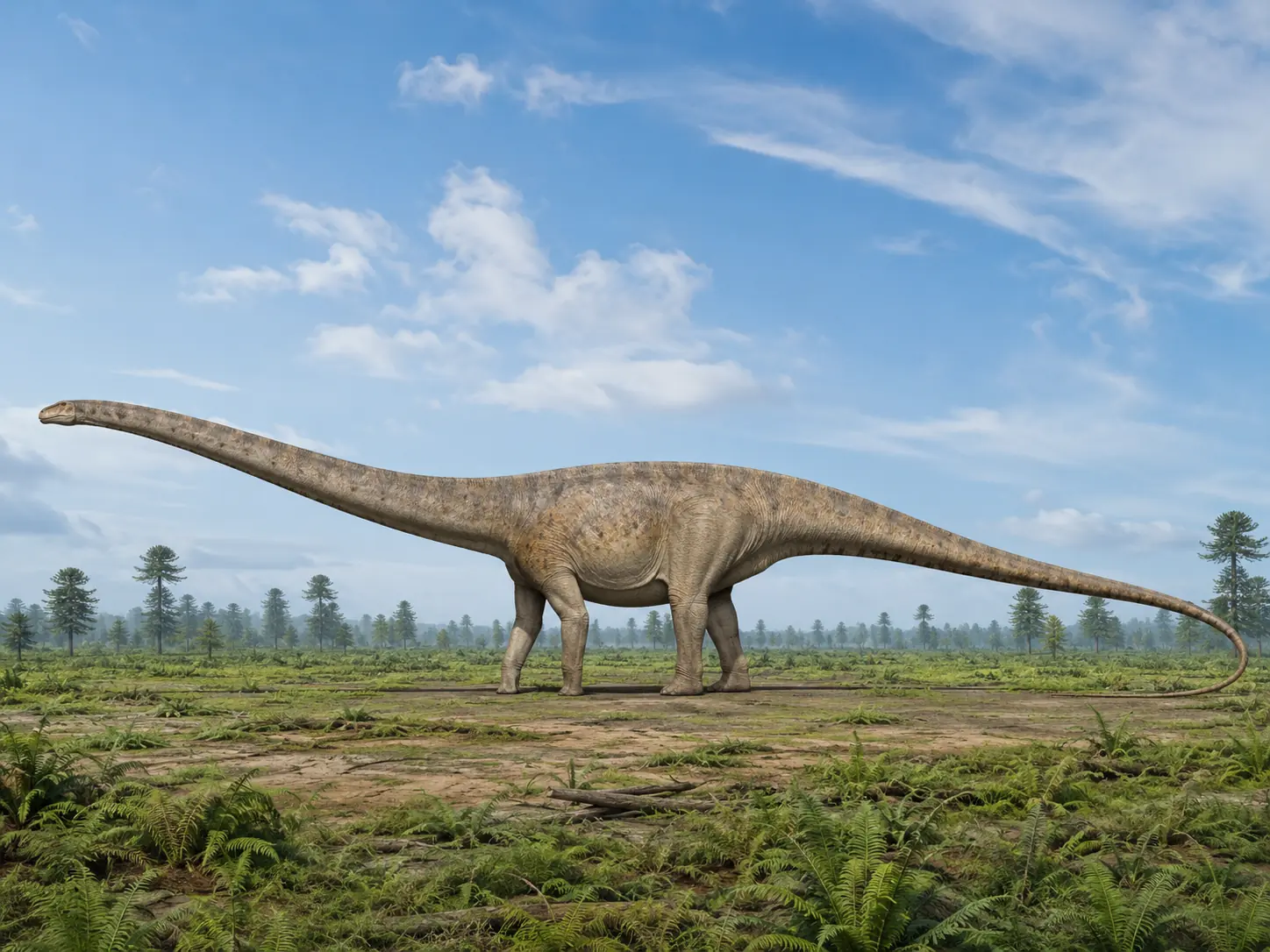 Illustration pour la question : Quel dinosaure au très long cou appartenait aux grands sauropodes ?