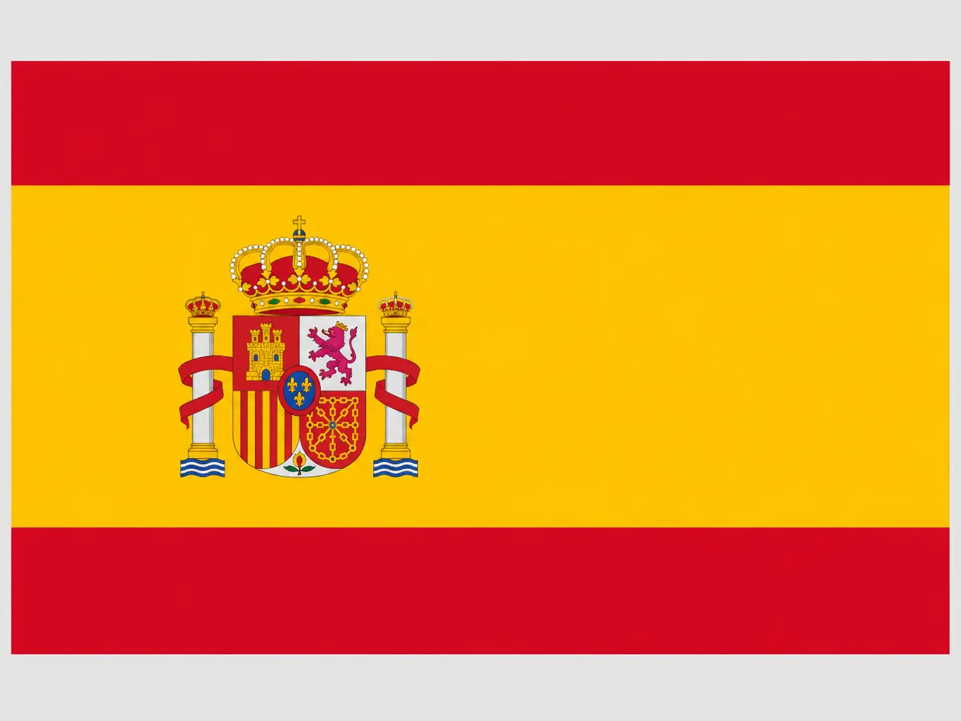 Illustration pour la question : Quel pays a un drapeau rouge et jaune avec un blason près de la hampe ?