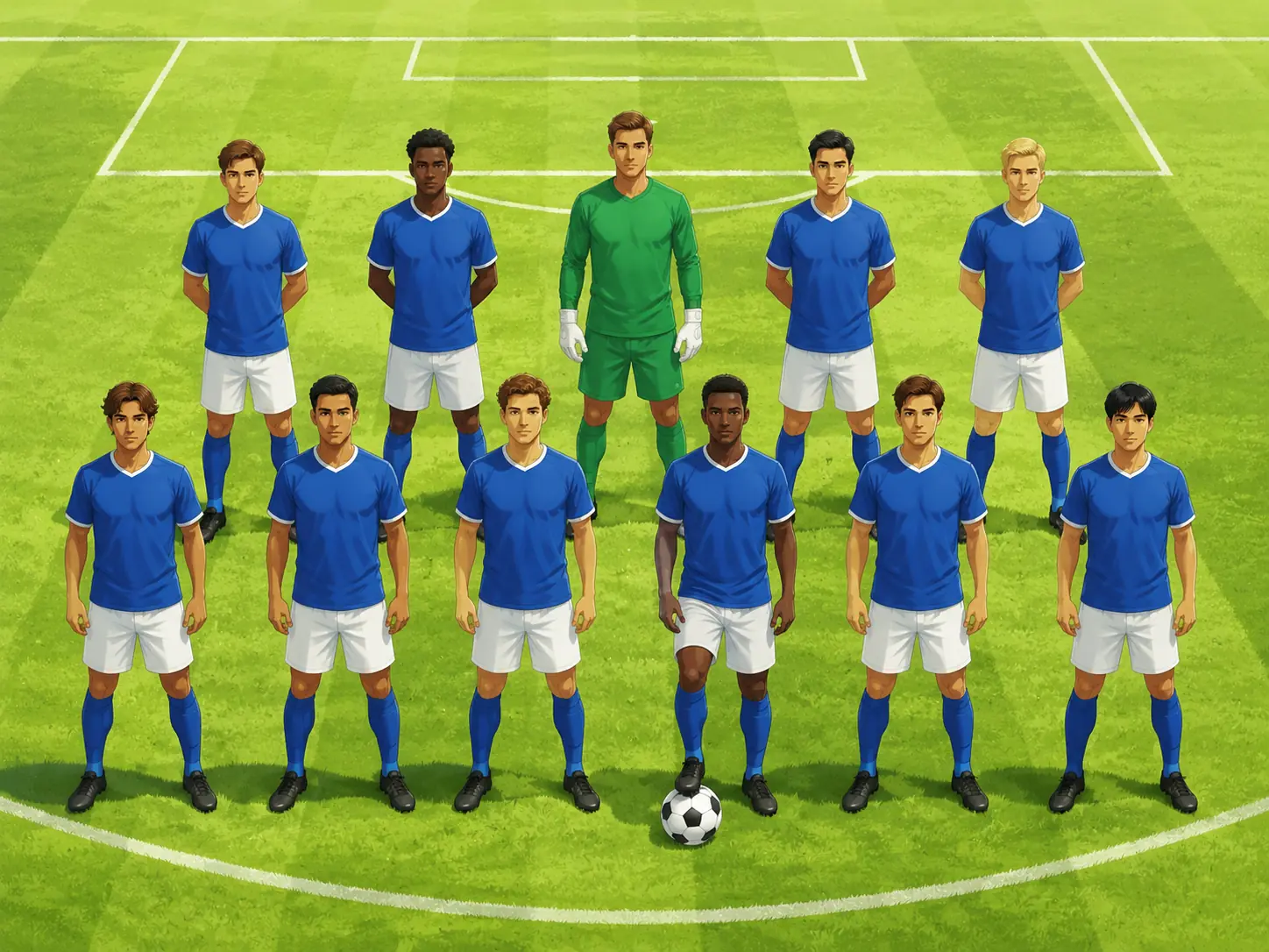 Illustration pour la question : Combien de joueurs une équipe de football aligne-t-elle normalement sur le terrain au coup d'envoi ?