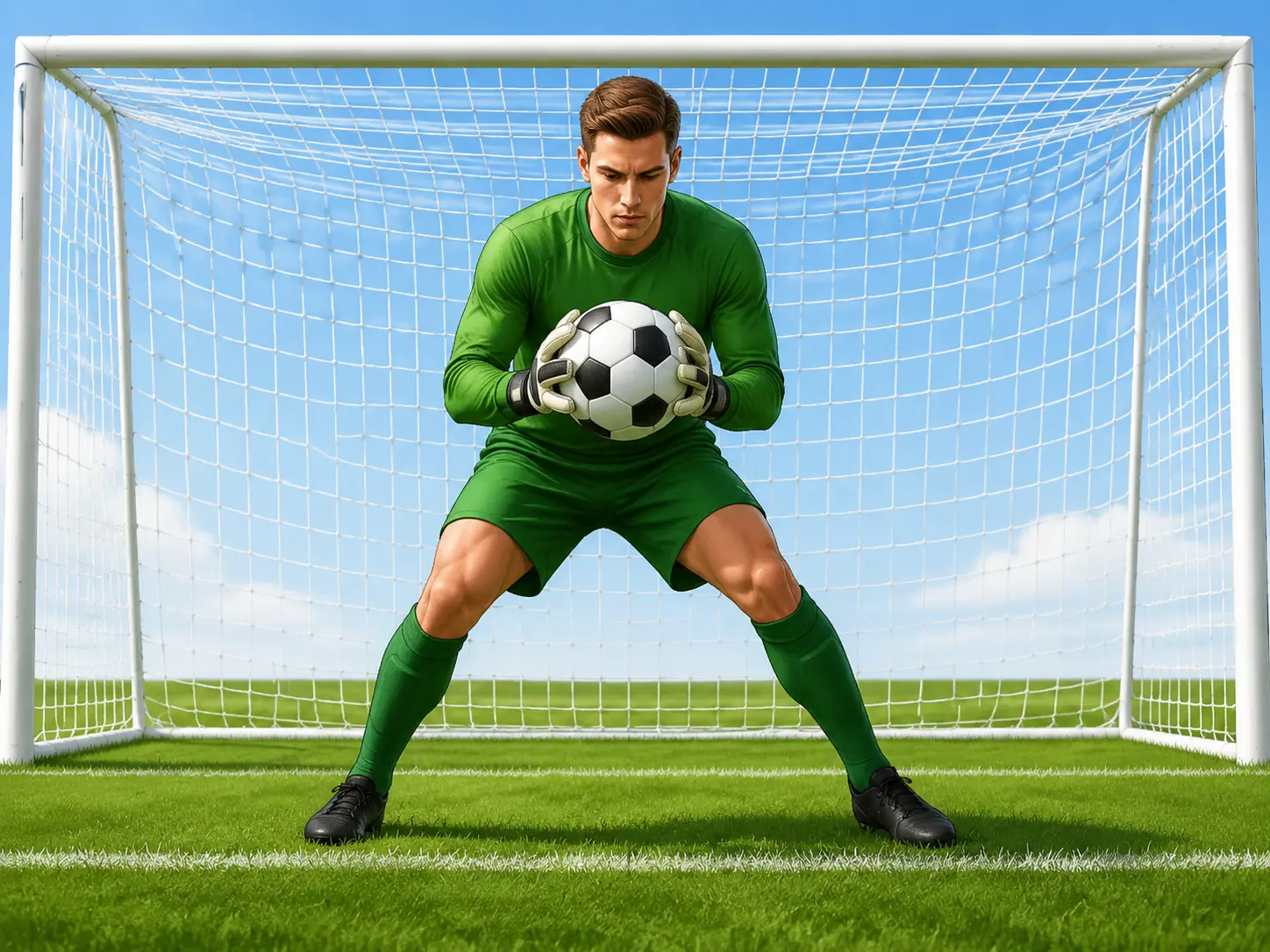 Illustration pour la question : Quel joueur peut toucher le ballon avec les mains dans sa propre surface de réparation ?