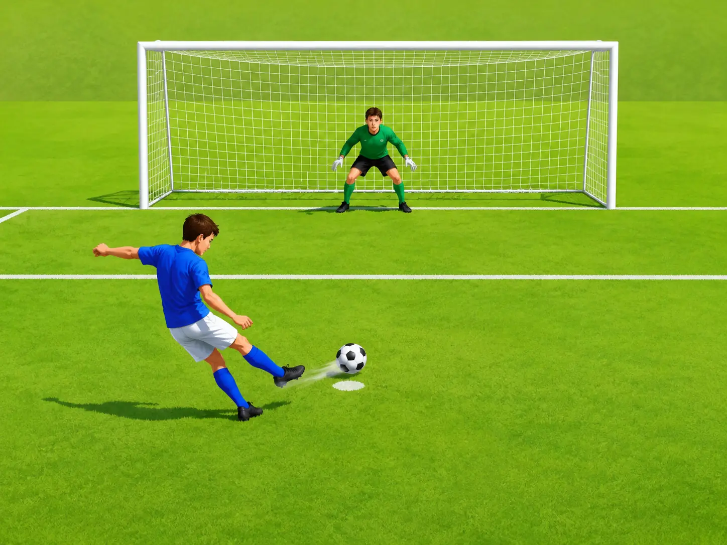 Illustration pour la question : Comment appelle-t-on le coup de pied tiré depuis le point de penalty ?