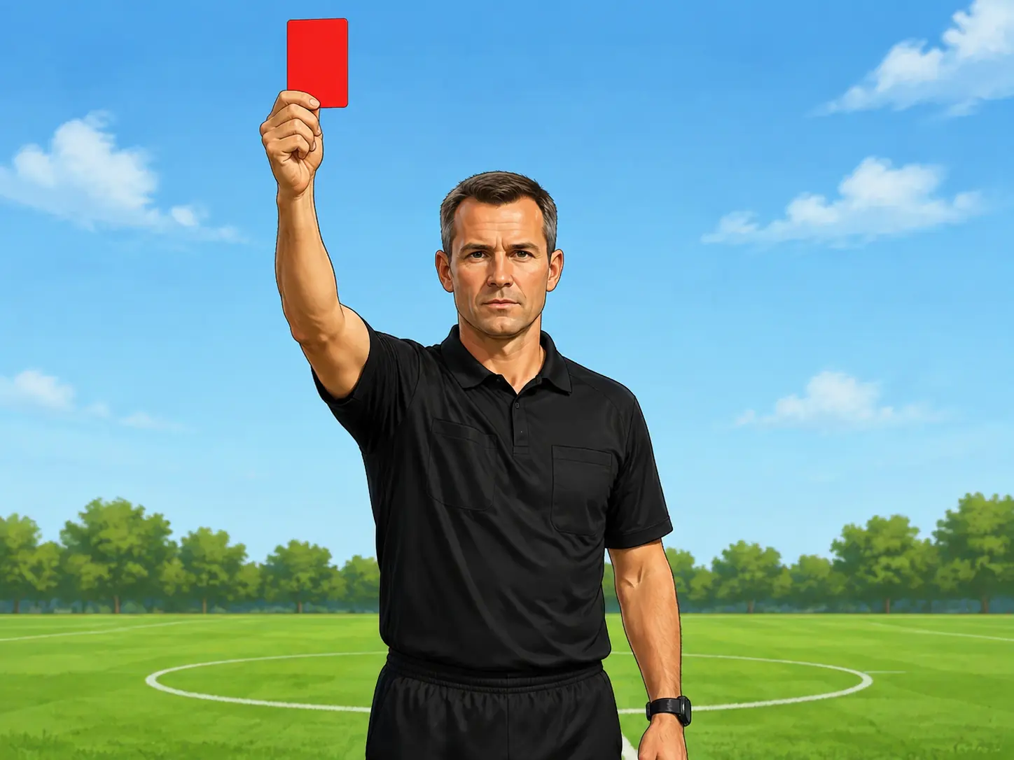 Illustration pour la question : Quelle couleur de carton signifie l'exclusion d'un joueur ?