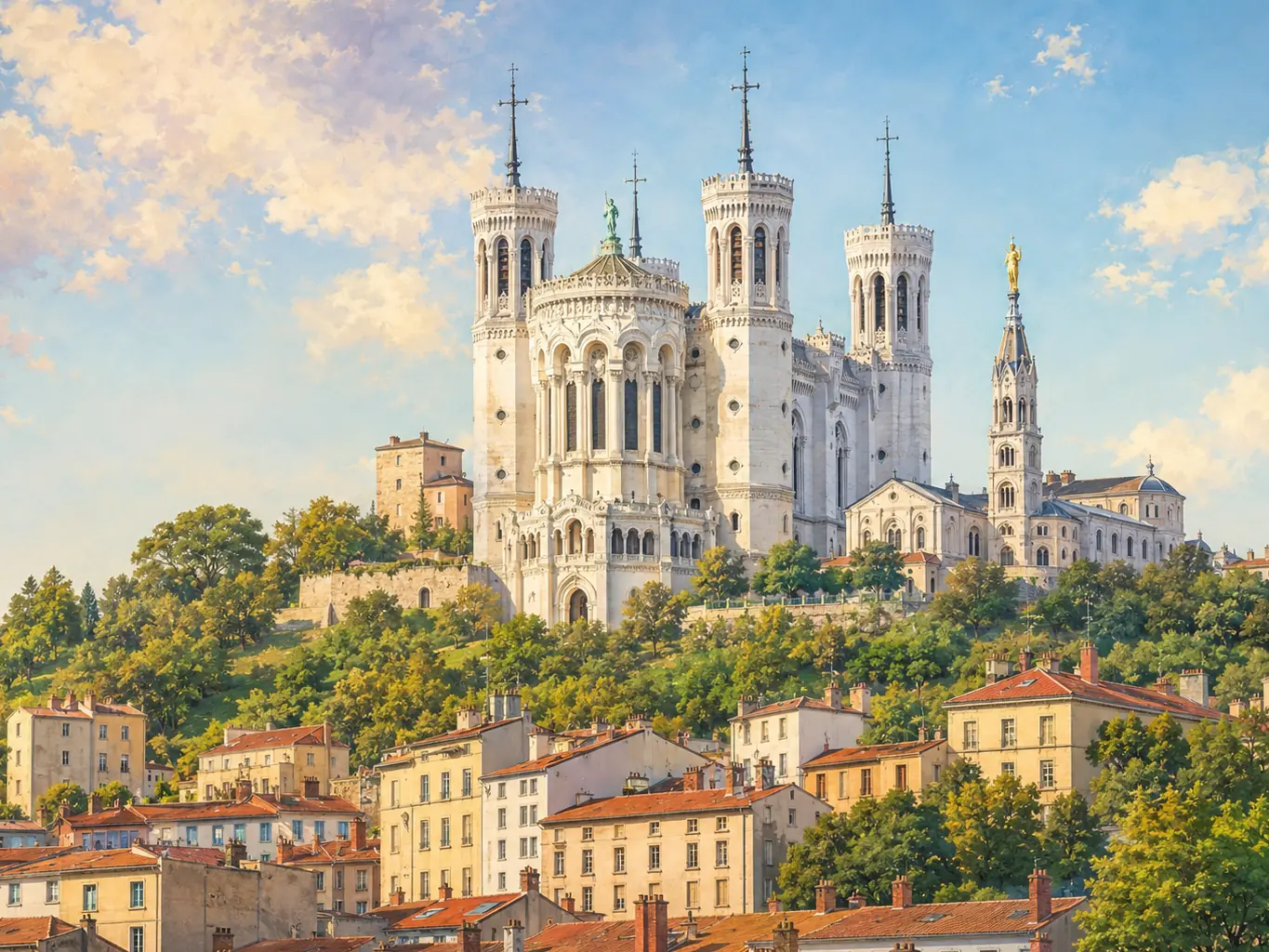 Illustration pour la question : Dans quelle ville se trouve la basilique Notre-Dame de Fourvière ?