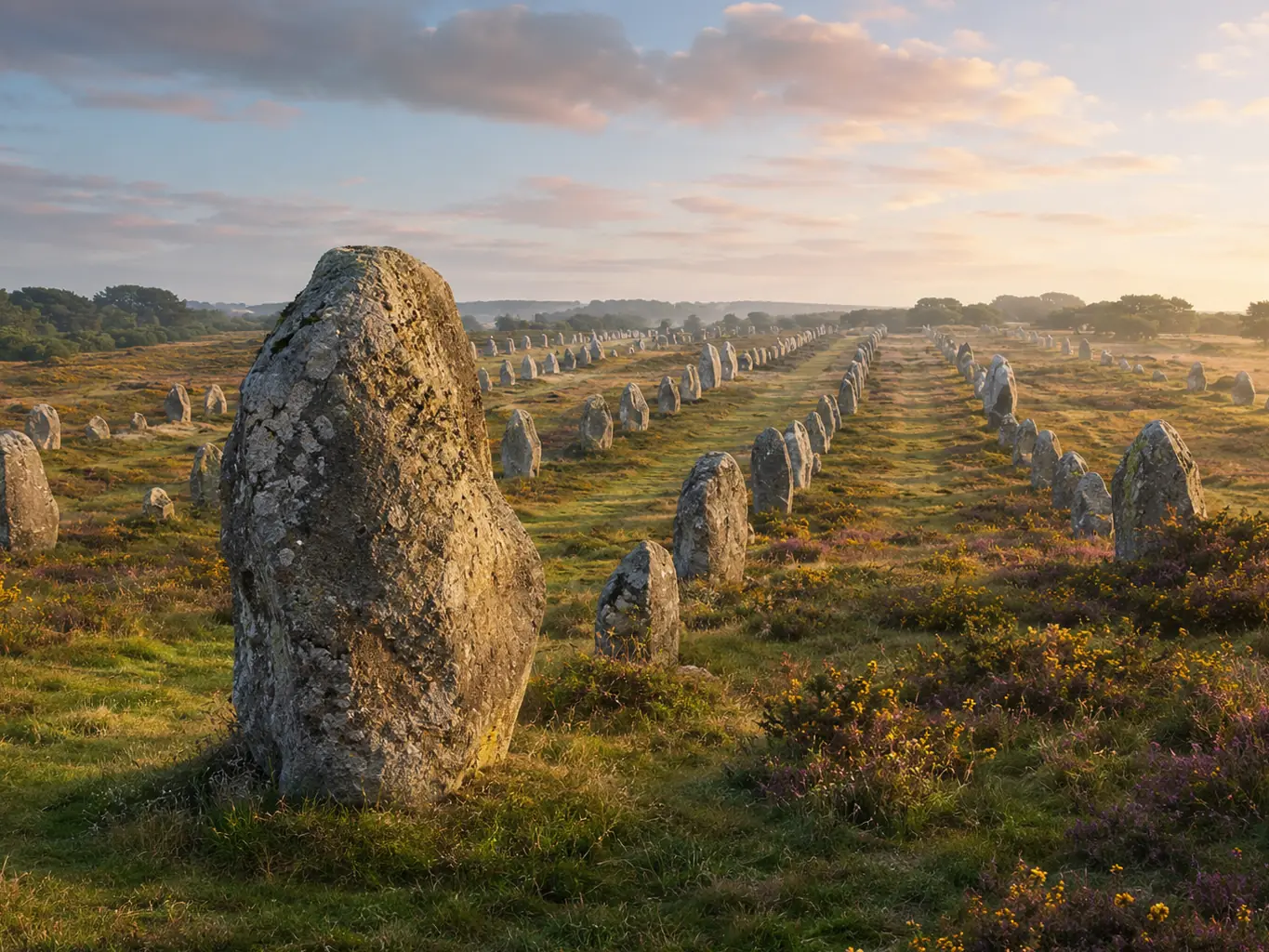 Illustration pour la question : Dans quelle région historique trouve-t-on les alignements de Carnac ?