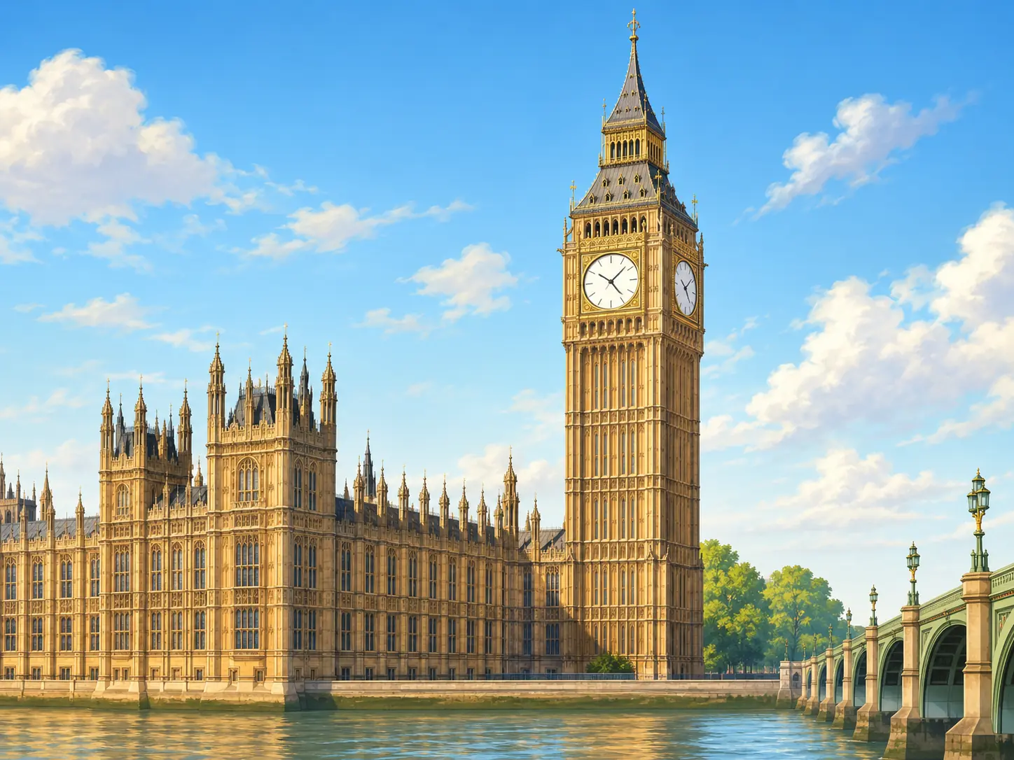 Illustration pour la question : Dans quelle ville ou zone se trouve Big Ben et le palais de Westminster ?