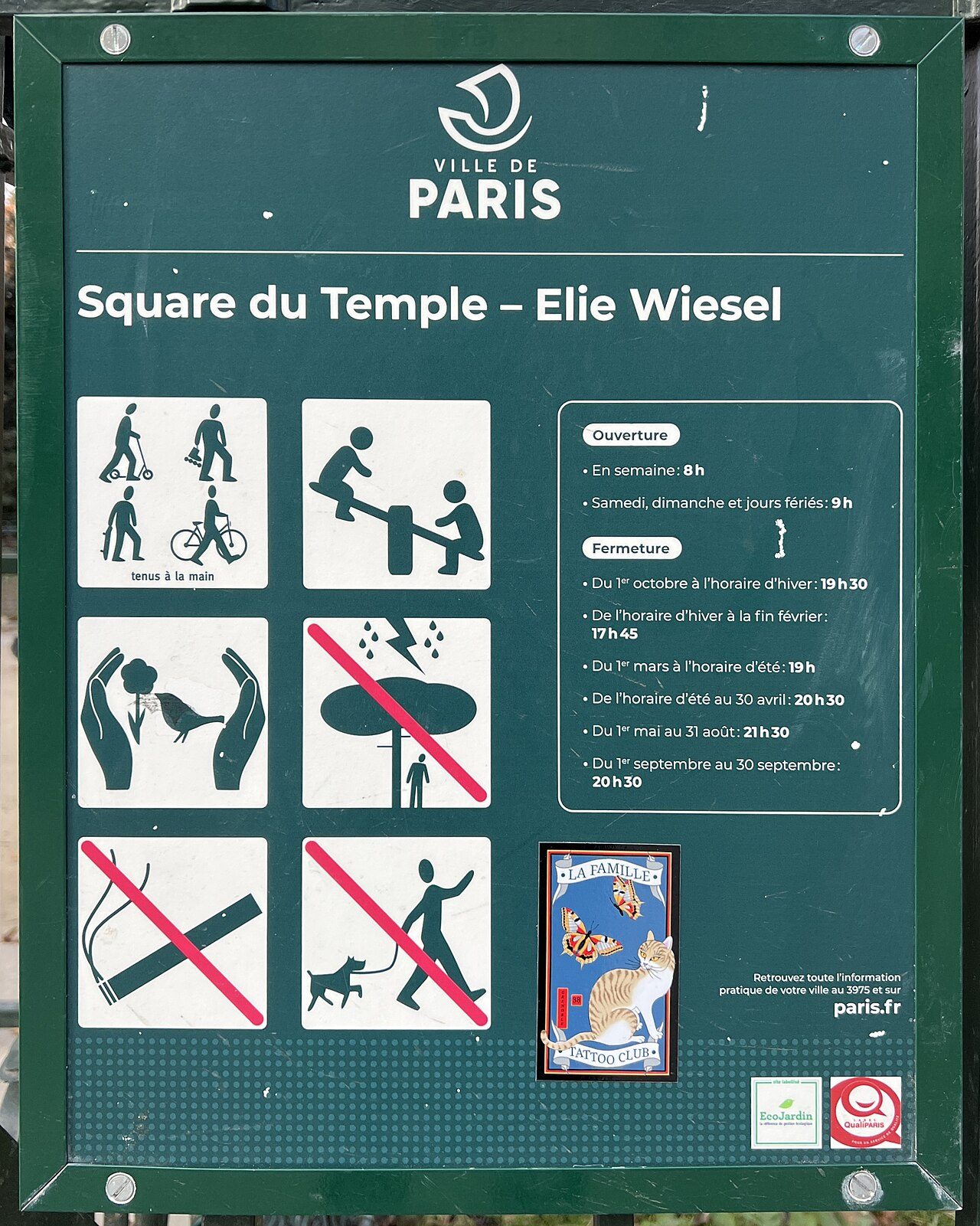 Square du Temple - Elie Wiesel à Paris