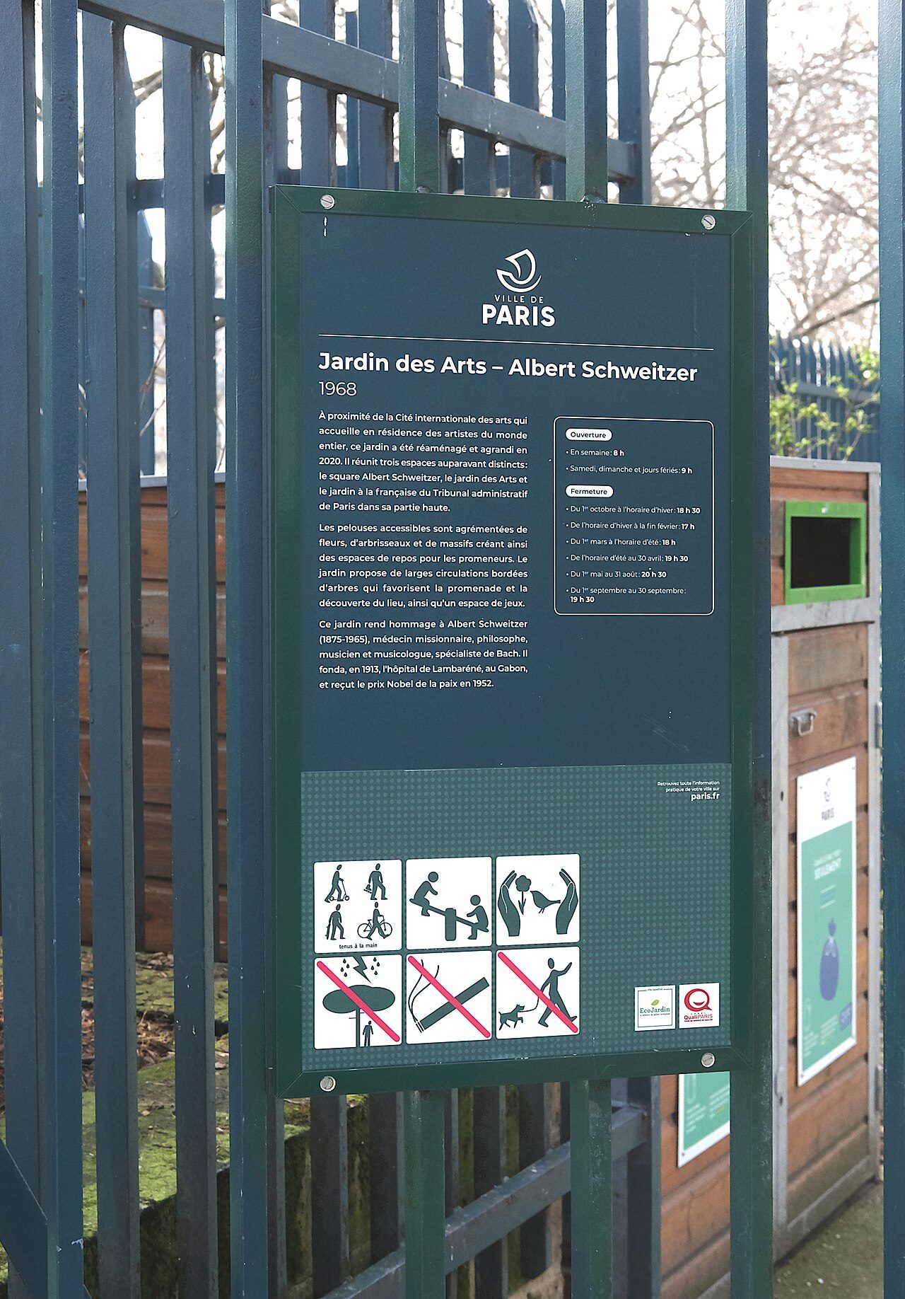 Jardin des Arts - Albert Schweitzer à Paris