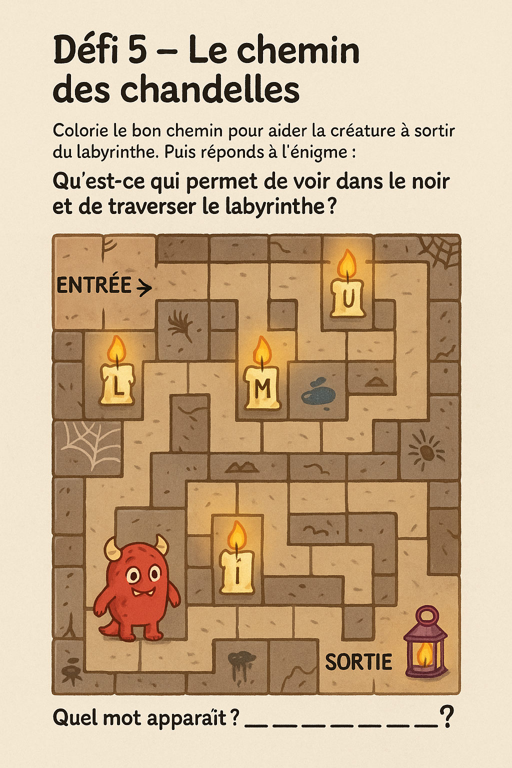 Labyrinthe de bougies dans les couloirs du manoir